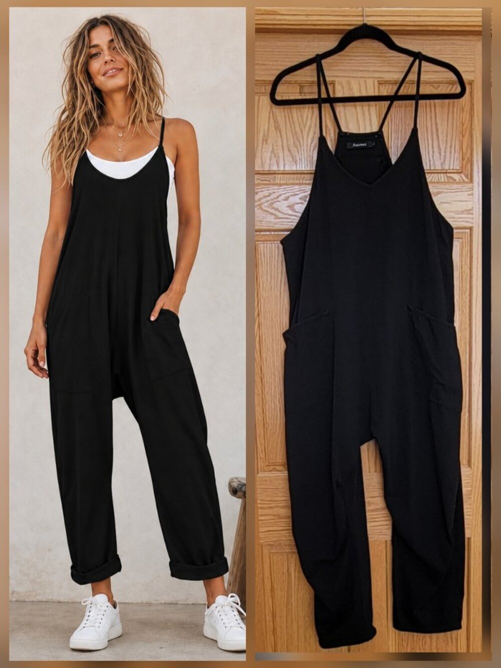 Automet Black Slouchy Oversized Harem Jumpsuit Romper | Large | Boho